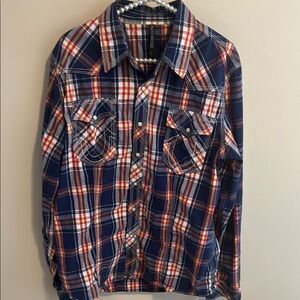 Pluto Couture Mens Snap Button Long Sleeve Western Shirt. Size Large